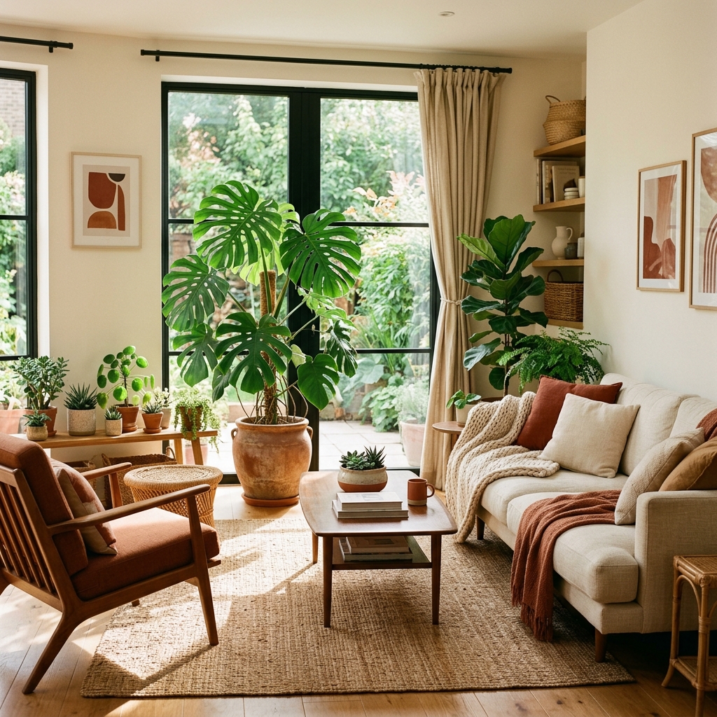 Salon chaleureux et moderne